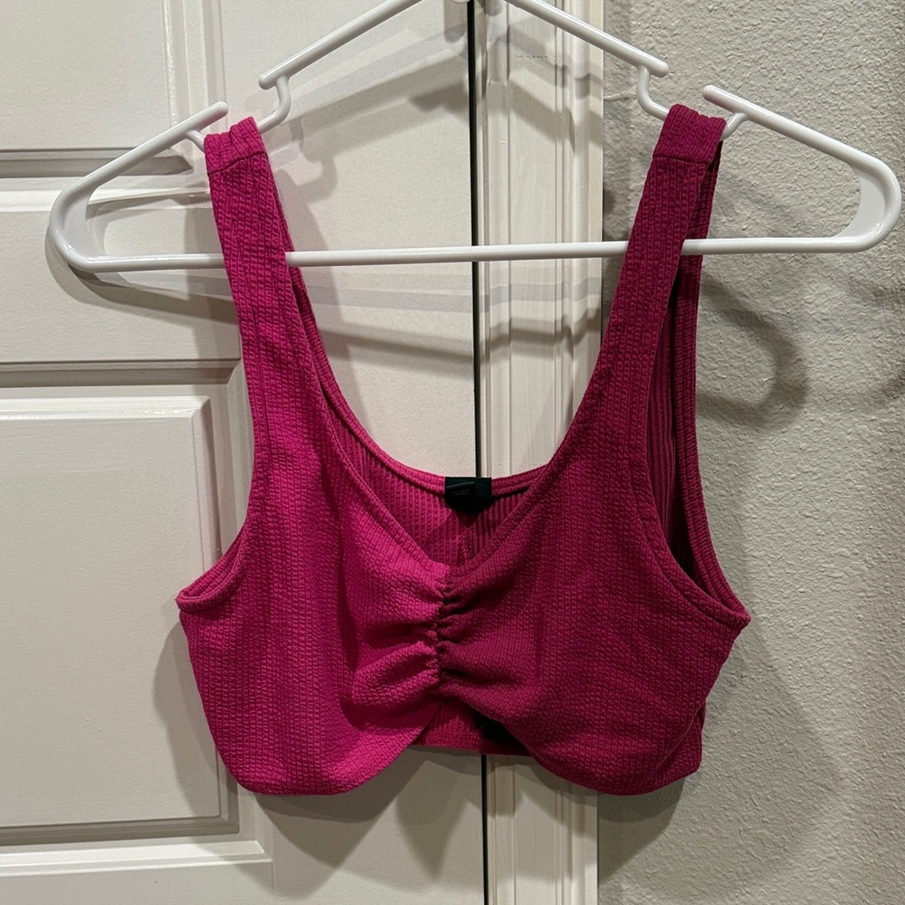 Women's Pink Textured Crop Top/Bralette